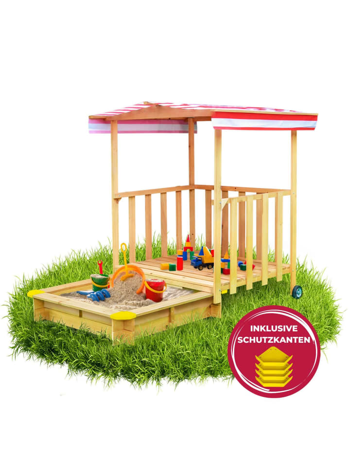 Coemo Spielhaus mit Sandkasten und Spielveranda in Natur günstig kaufen onesize