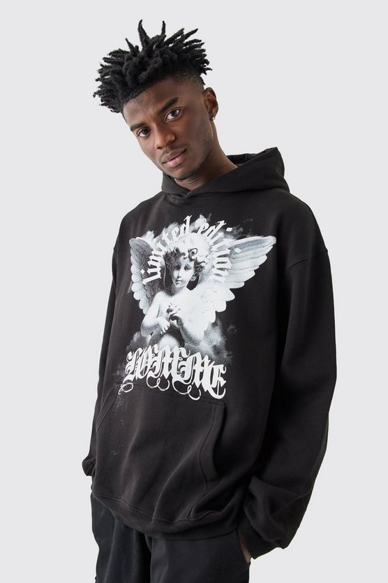 Oversize Hoodie mit Homme Angel Print