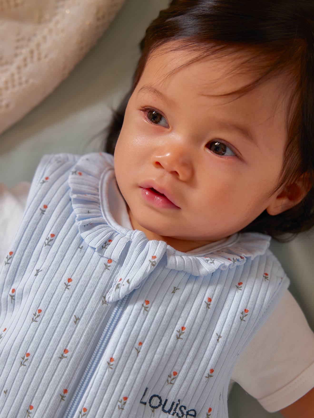 Vertbaudet Ärmelloser Baby Schlafsack GIVERNY personalisierbar Oeko-Tex - lavandel