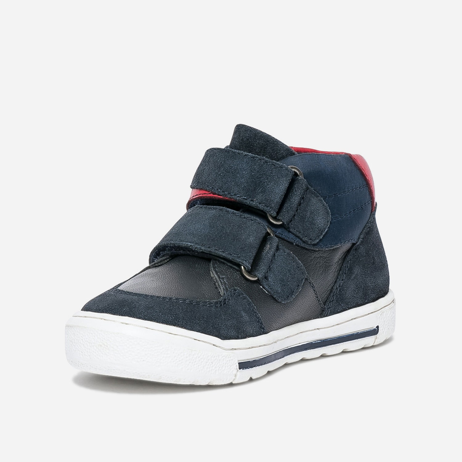 Boots BUGGY marine et rouge en cuir