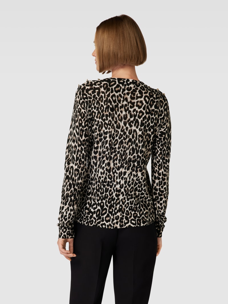 Strickpullover mit Animal-Muster in schwarz