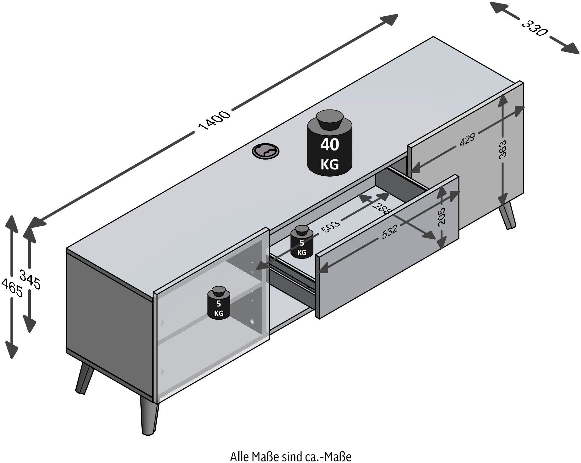 FMD TV-Board Brighton, Breite 140 cm