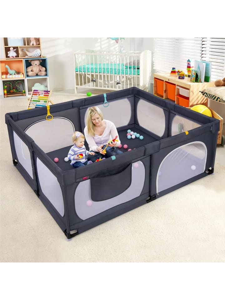 COSTWAY Laufgitter 189x158cm mit 50 Spielbällen in Anthrazit günstig kaufen onesize