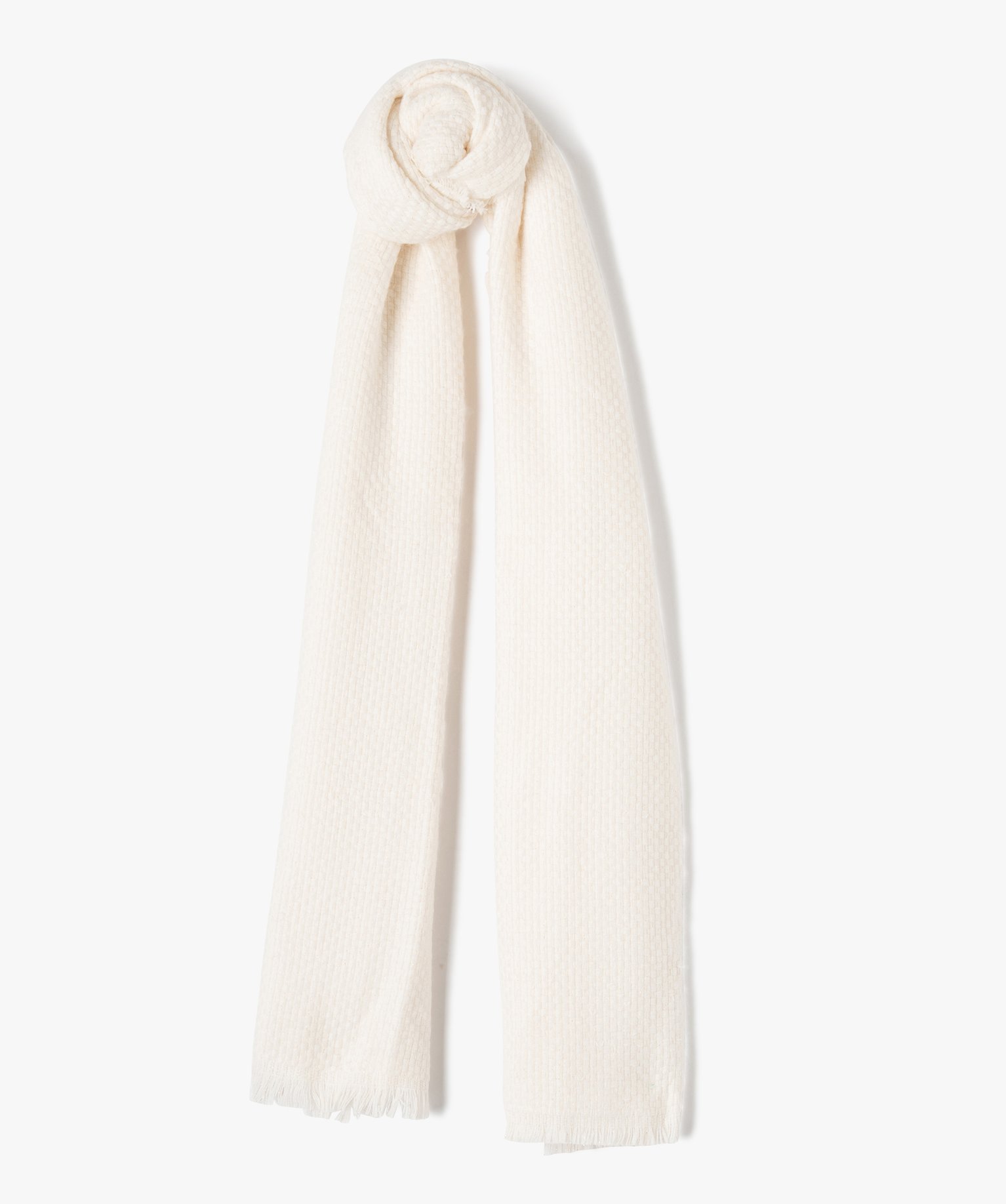 Echarpe femme en maille fantaisie pailletée beige | GEMO