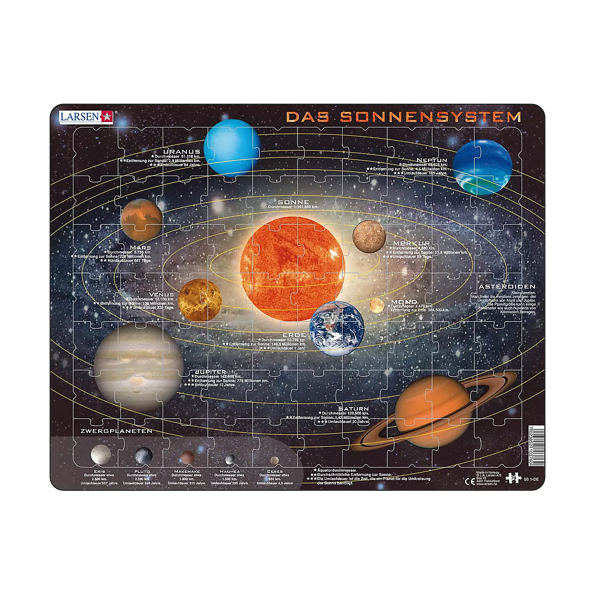 Rahmen-Puzzle, 70 Teile, 36x28 cm, Das Sonnensystem
