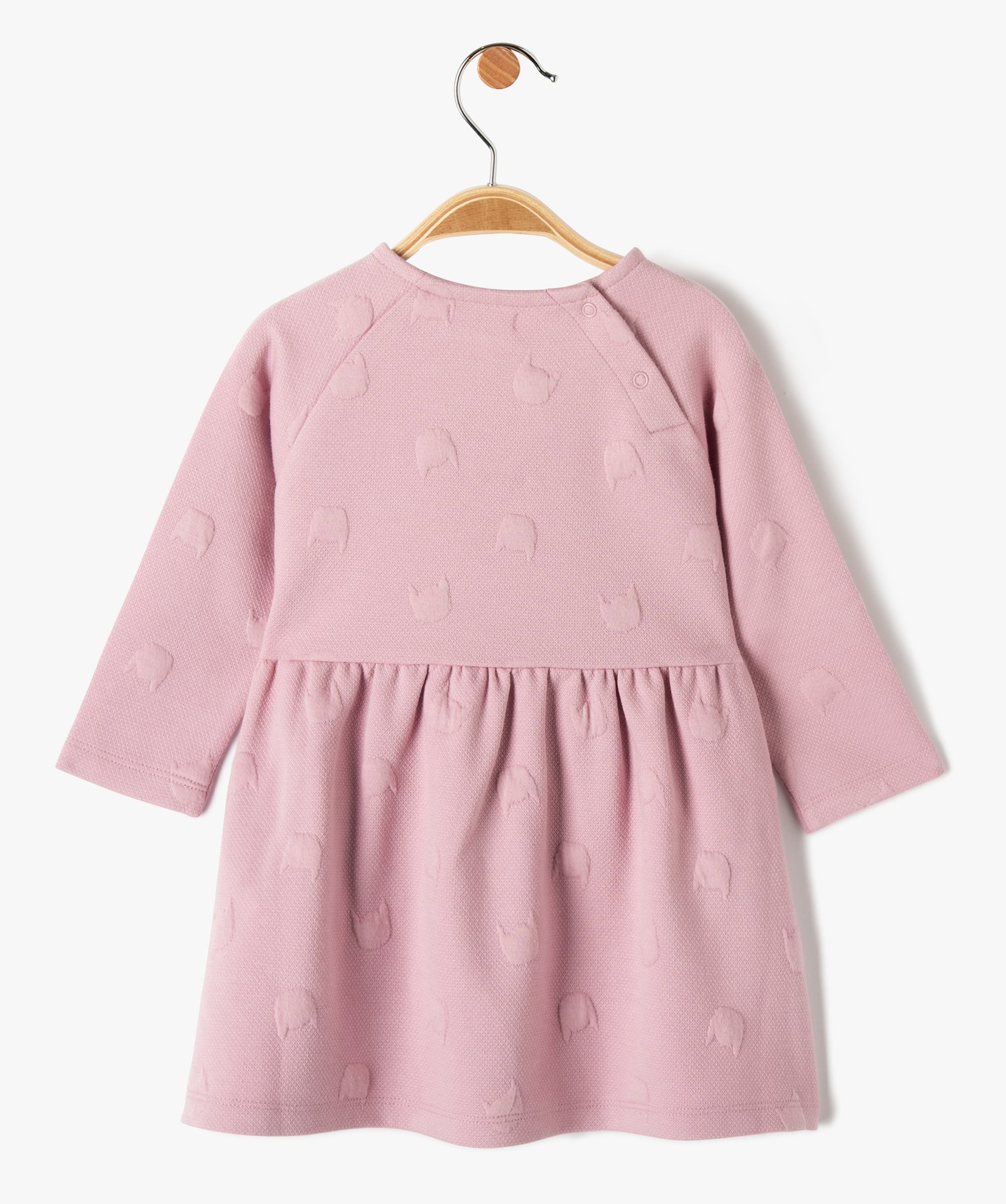 Robe bébé fille en maille à motif chat gaufré violet clair | GEMO