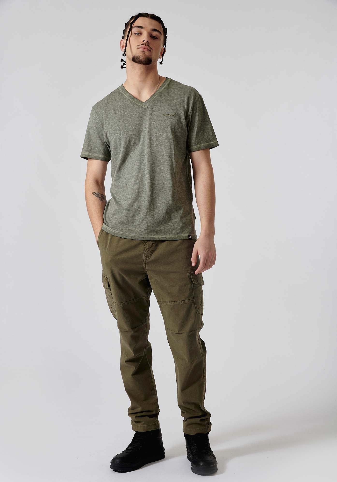 NASIR  T-shirt kaki chiné homme
