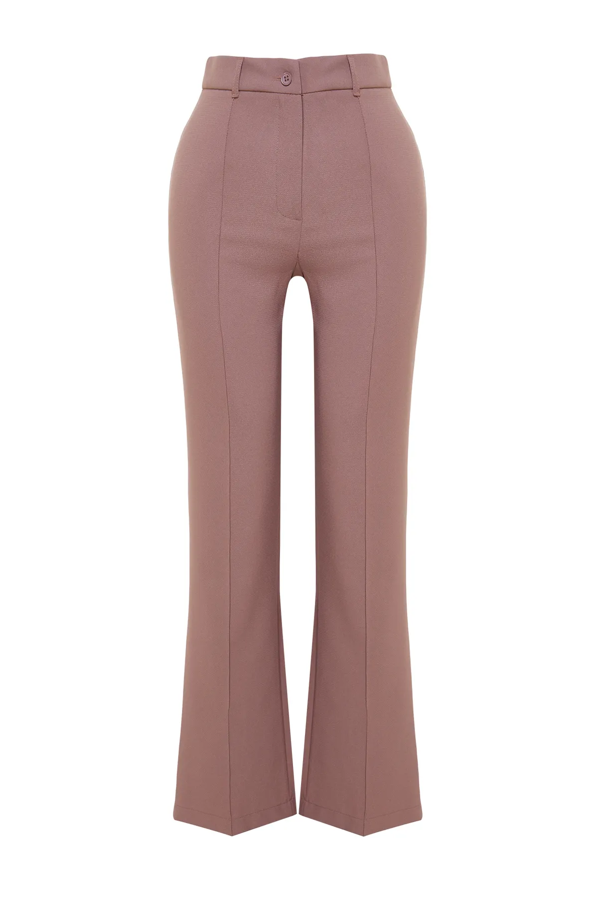 Trendyol Collection  Dried Rose Gerade/Gerade geschnittene, gewebte Hose mit hoher Taille und gerippten Nähten TWOSS21PL0093