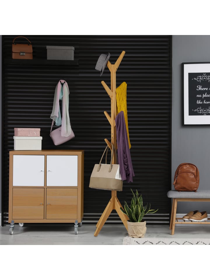 relaxdays Garderobenständer in Natur - (B)53 x (H)181,5 x (T)53 cm günstig kaufen onesize
