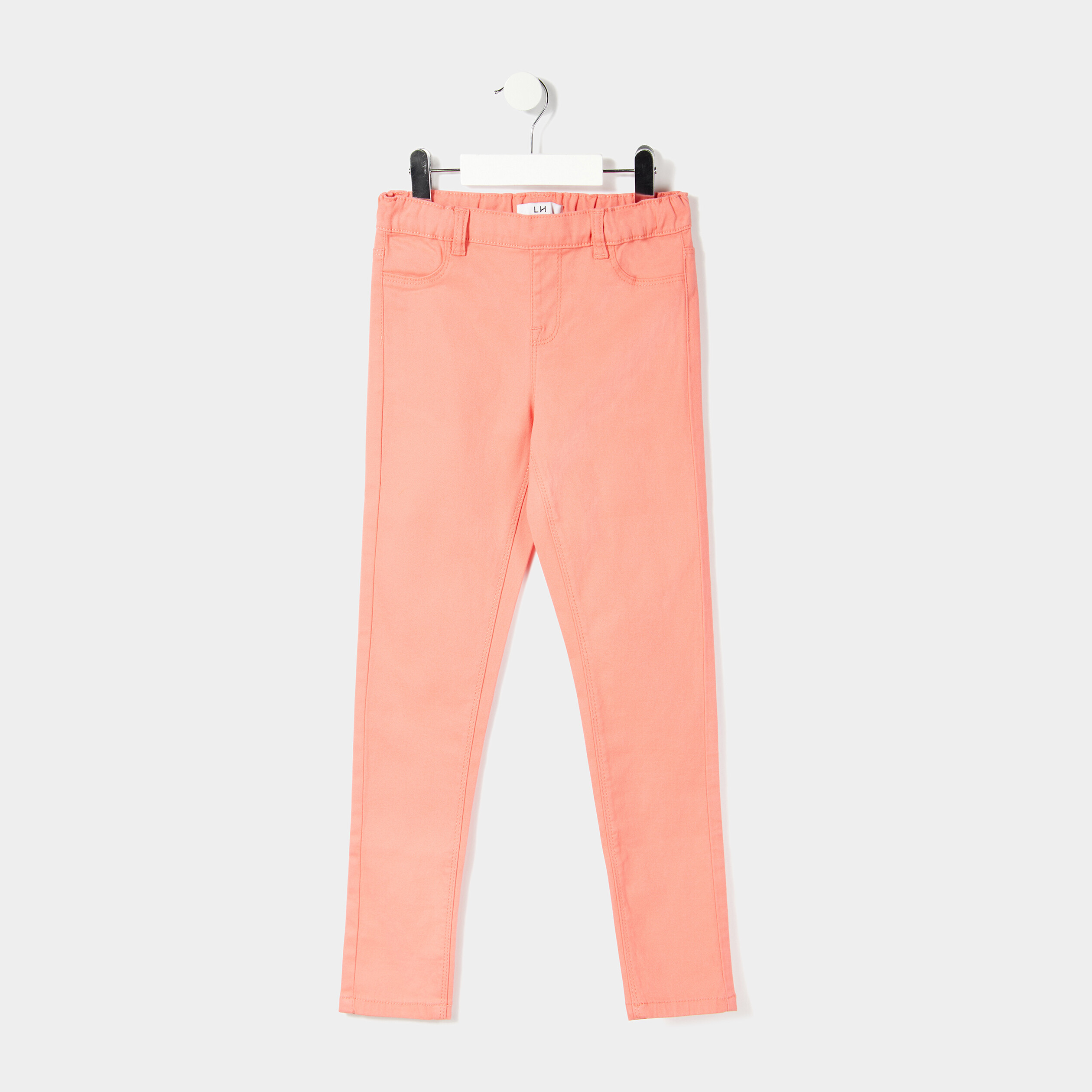 Pantalon tregging ajustable en coton rose corail fille | La Halle