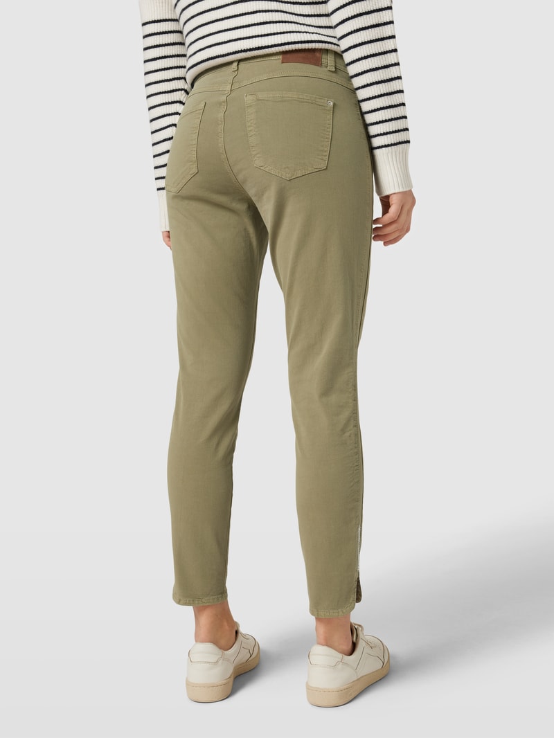 Jeans mit Label-Patch Modell 'ORNELLA' in khaki