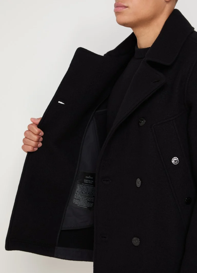 Παλτό Stone Island 441F5 με σταυρωτό τελείωμα από μείγμα κασμίρ και μαλλιού με πλαϊνές τσέπες