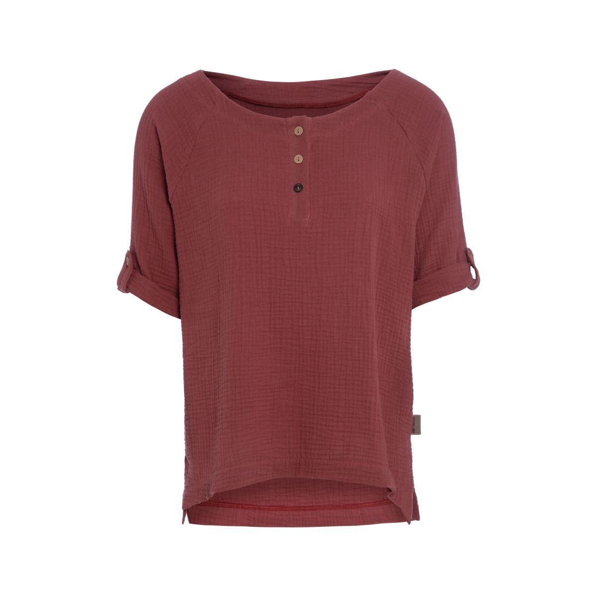 Knit Factory Aufbewahrungstasche Nena L Glatt Rot (1-tlg), Strickware Strickartikel T-Shirt Shirt Strickshirt