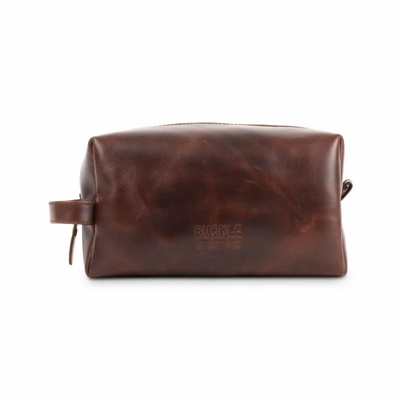 Buckle & Seam Leder Waschbeutel Everest - Braun \/ Blau