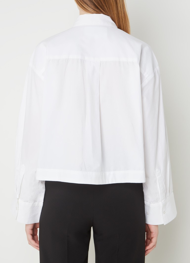Selected Femme Fastha oversized cropped blouse made of organic cotton with chest pocket