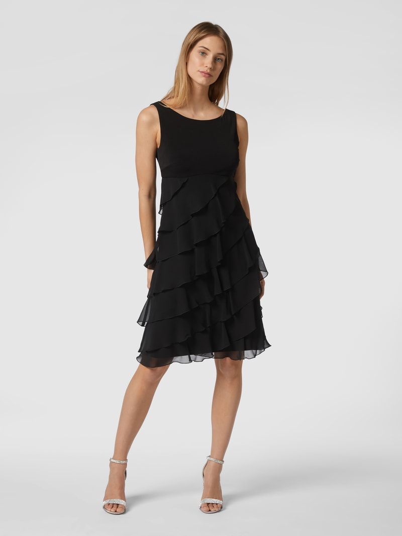 Cocktailkleid aus Chiffon im Stufen-Look in schwarz