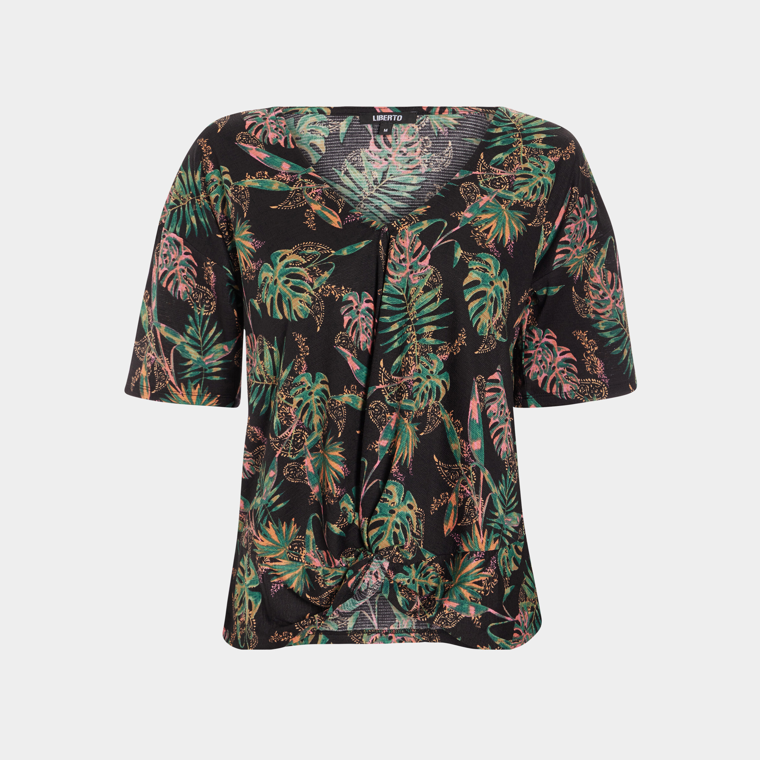 T-shirt manches courtes détail noeud noir femme | La Halle