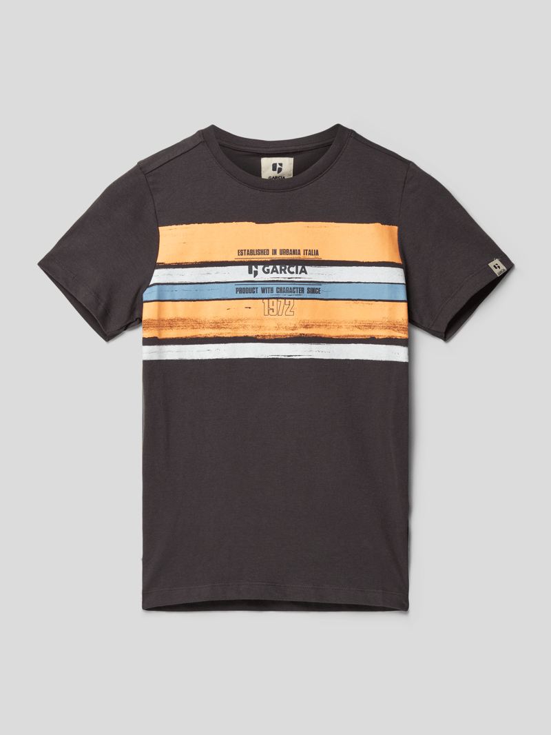 T-Shirt mit Label-Print in dunkelgrau