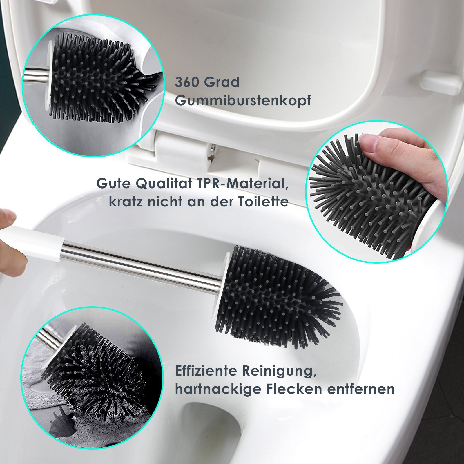 Lospitch WC-Reinigungsbürste Silikon Toilettenbürste Steril WC Bürste Bürste Klobürste WC 2 in 1, (1-tlg)