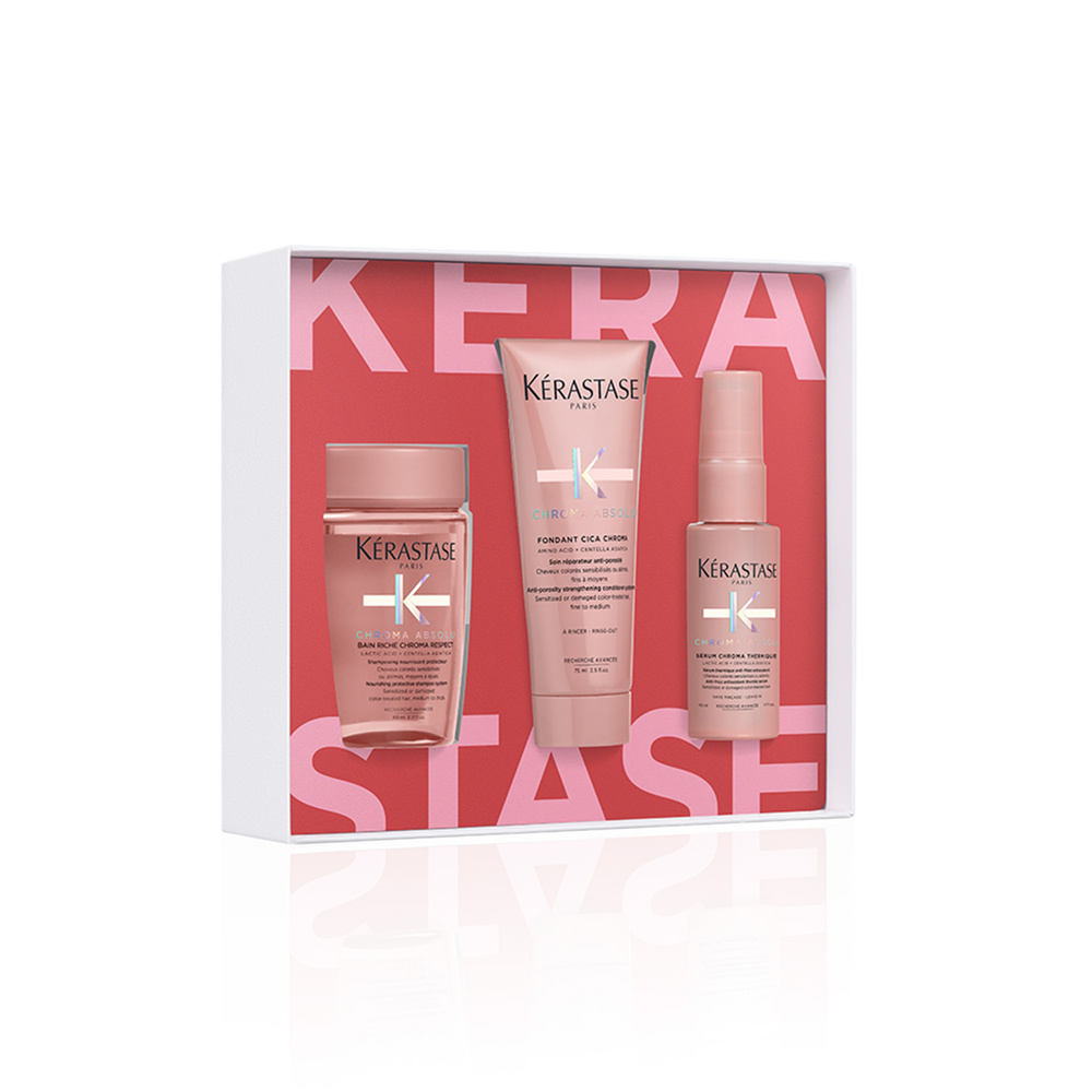 Kérastase Chroma Absolu Coffret trio de shampoing, après-shampoing et texturisant pour cheveux colorés