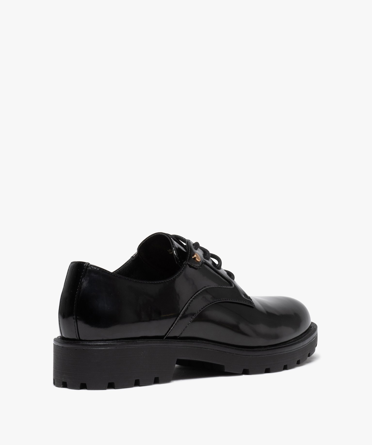 Derbies femmes unis dessus vernis classique noir | GEMO
