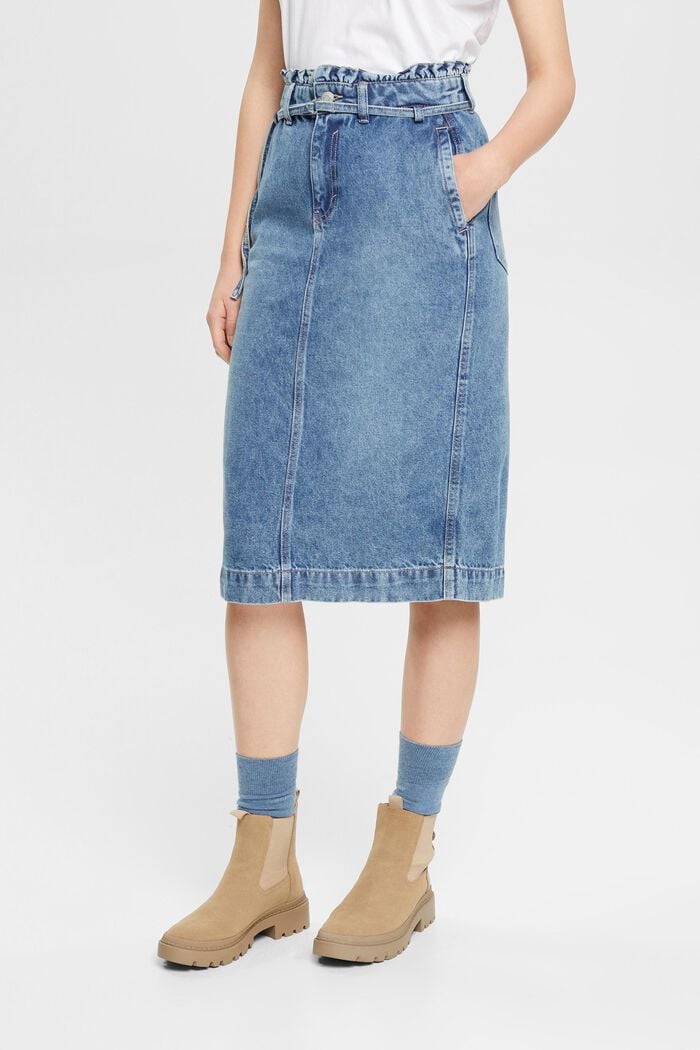 Jeansrock mit Paperbag-Bund