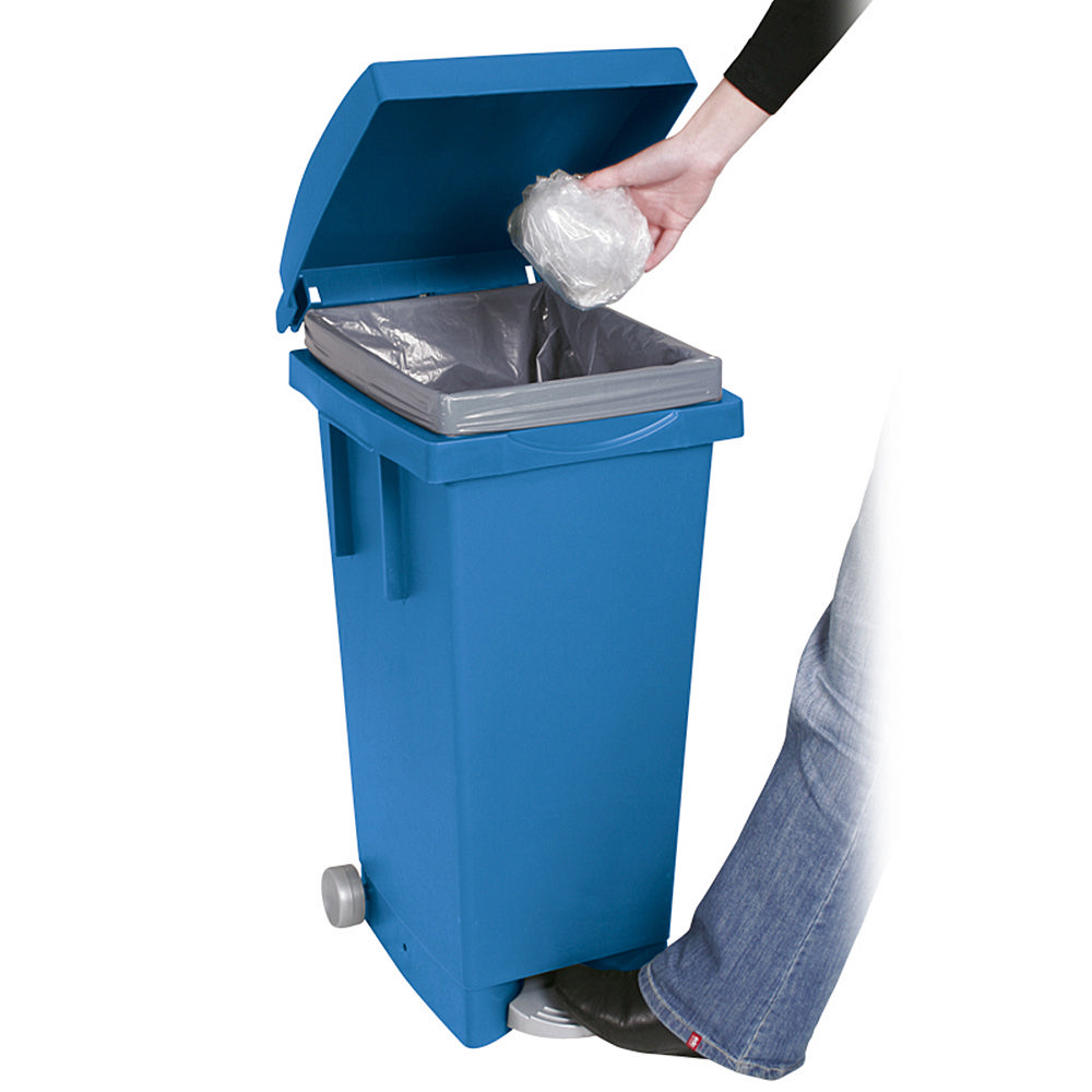 BRB Tret-Abfallbehälter mit Rollen, blau (2er Set)