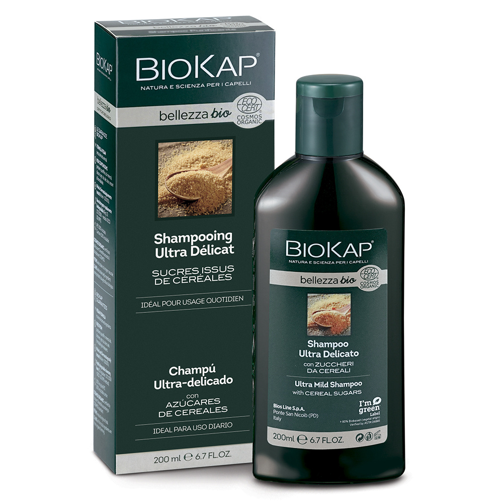 biokap SHAMPOOING ULTRA DÉLICAT BELLEZZA BIO SHAMPOOING BIO TOUS TYPES DE CHEVEUX, IDÉAL POUR USAGE QUOTIDIEN