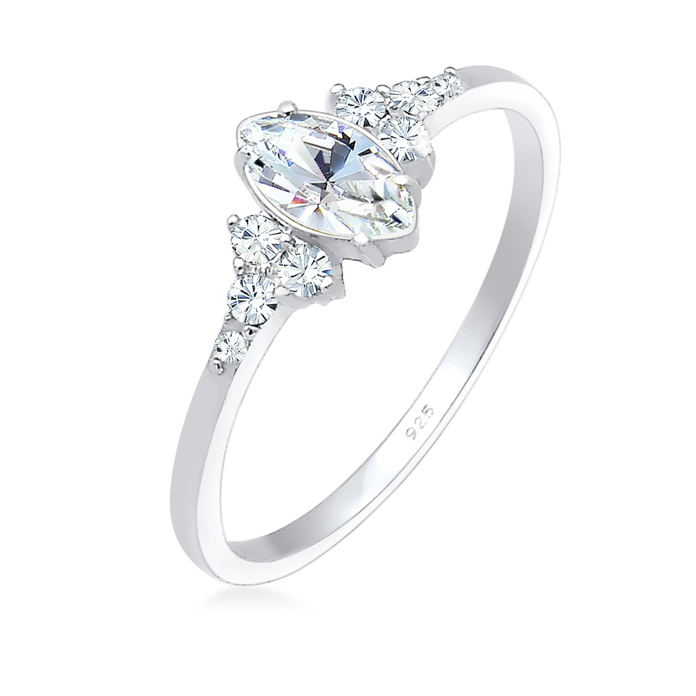 Elli Elli Bague Femmes Valentin Marquise avec Cristaux en Argent Sterling 925 Bague