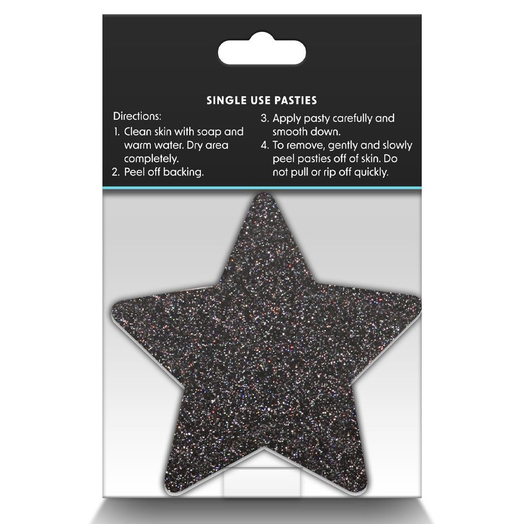 NS Novelties Brustwarzenabdeckung 2 Paar Nippelpasties Sterne Glitzer Nippelsticker - schwarz, gold