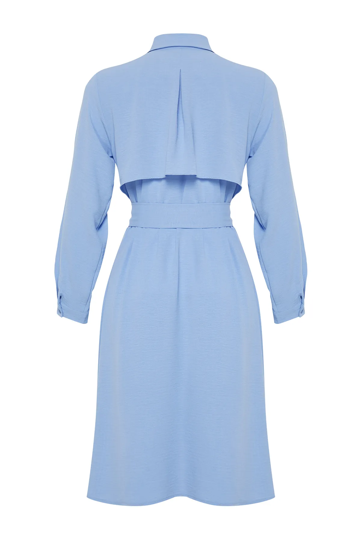 Trendyol Modest  Hellblaues, lang gewebtes Aerobin-Hemd TCTSS24TG00062