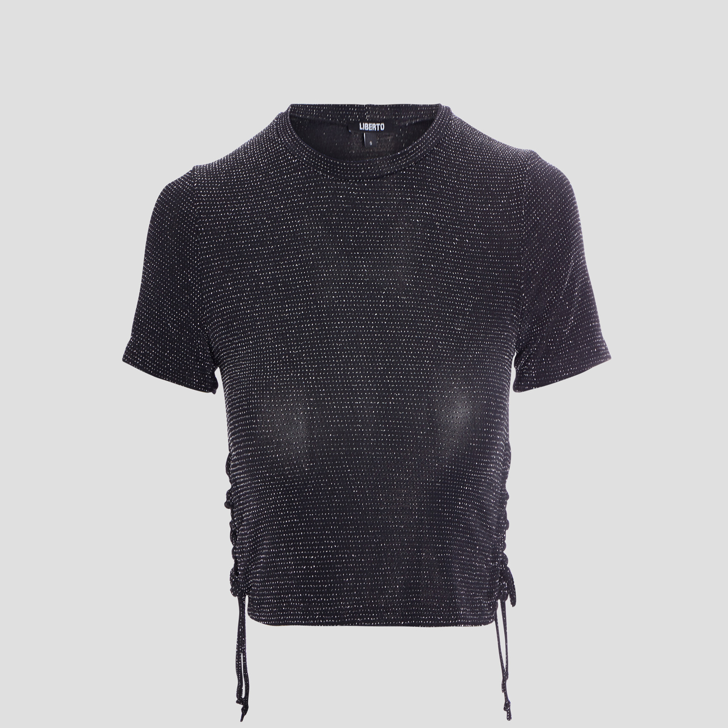 T-shirt de soirée cropped à coulisse noir femme | La Halle