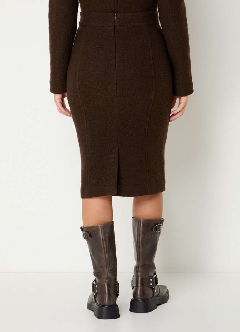 Vanilia  Midi rok van scheerwol met ritszakken