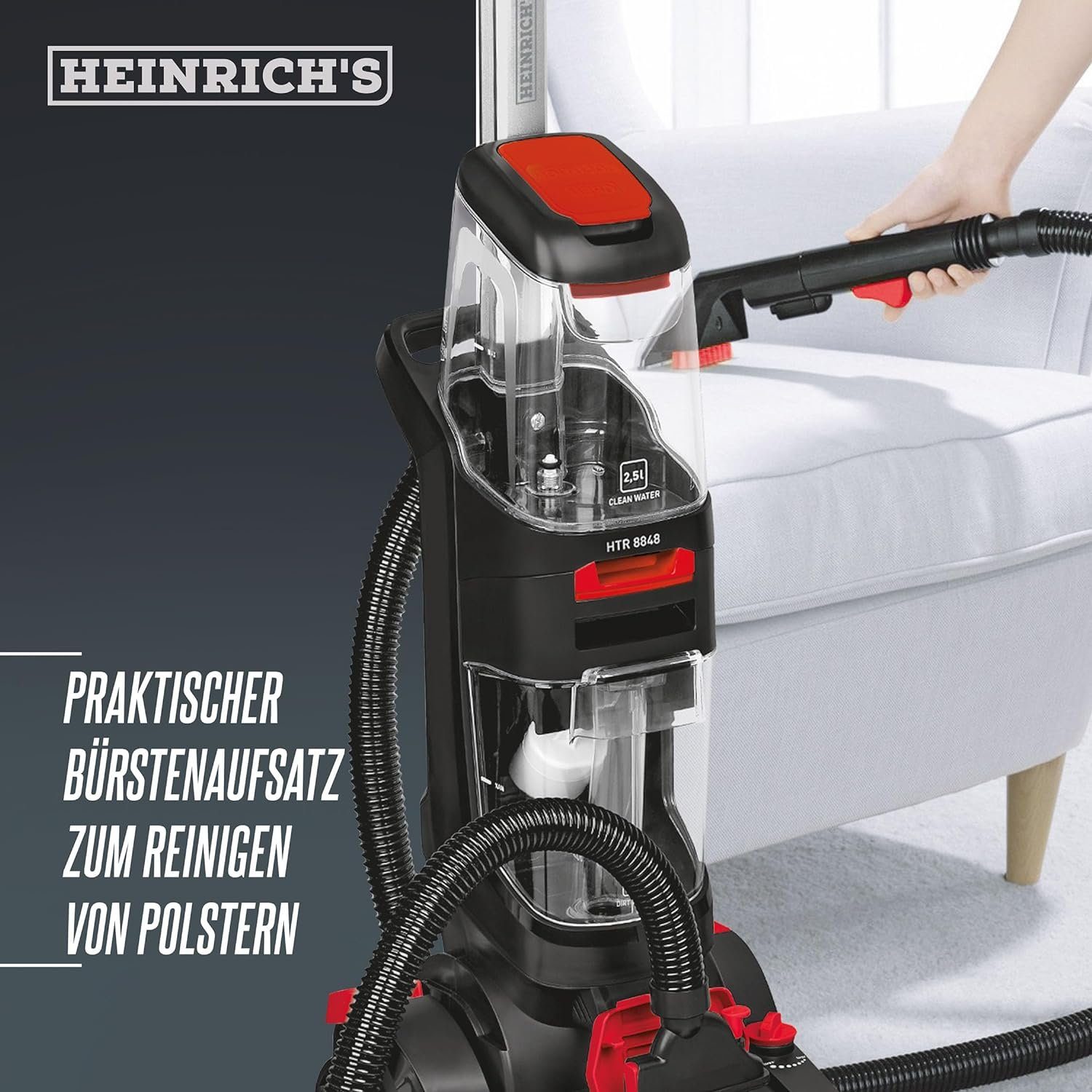 Heinrich´s Teppichreinigungsgerät HTR 8848, 800,00 W, beutellos, Teppichreinigungsmaschine, Waschsauger