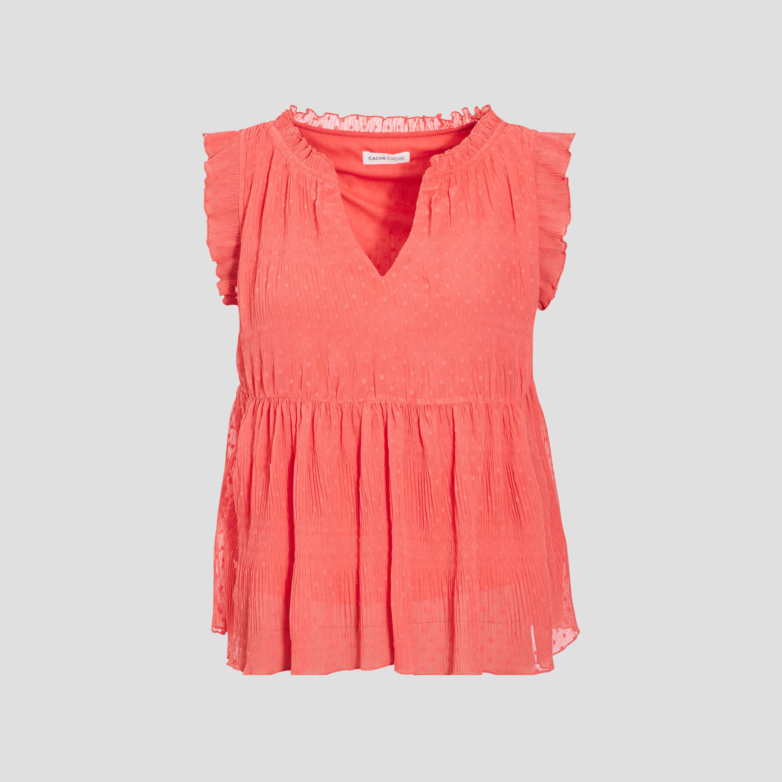 Blouse sans manches rouge corail femme | Cache Cache