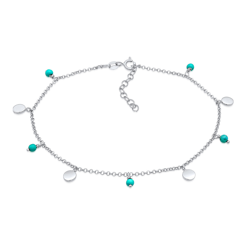 Elli Elli Bracelet de Cheville Plaque pour dames Turquoise Summer Boho avec perles How Bijoux