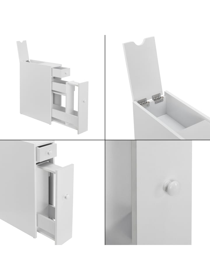 en.casa Badezimmerschrank Kihniö in Weiß (H)58cm (B)16cm (T)48cm günstig kaufen onesize