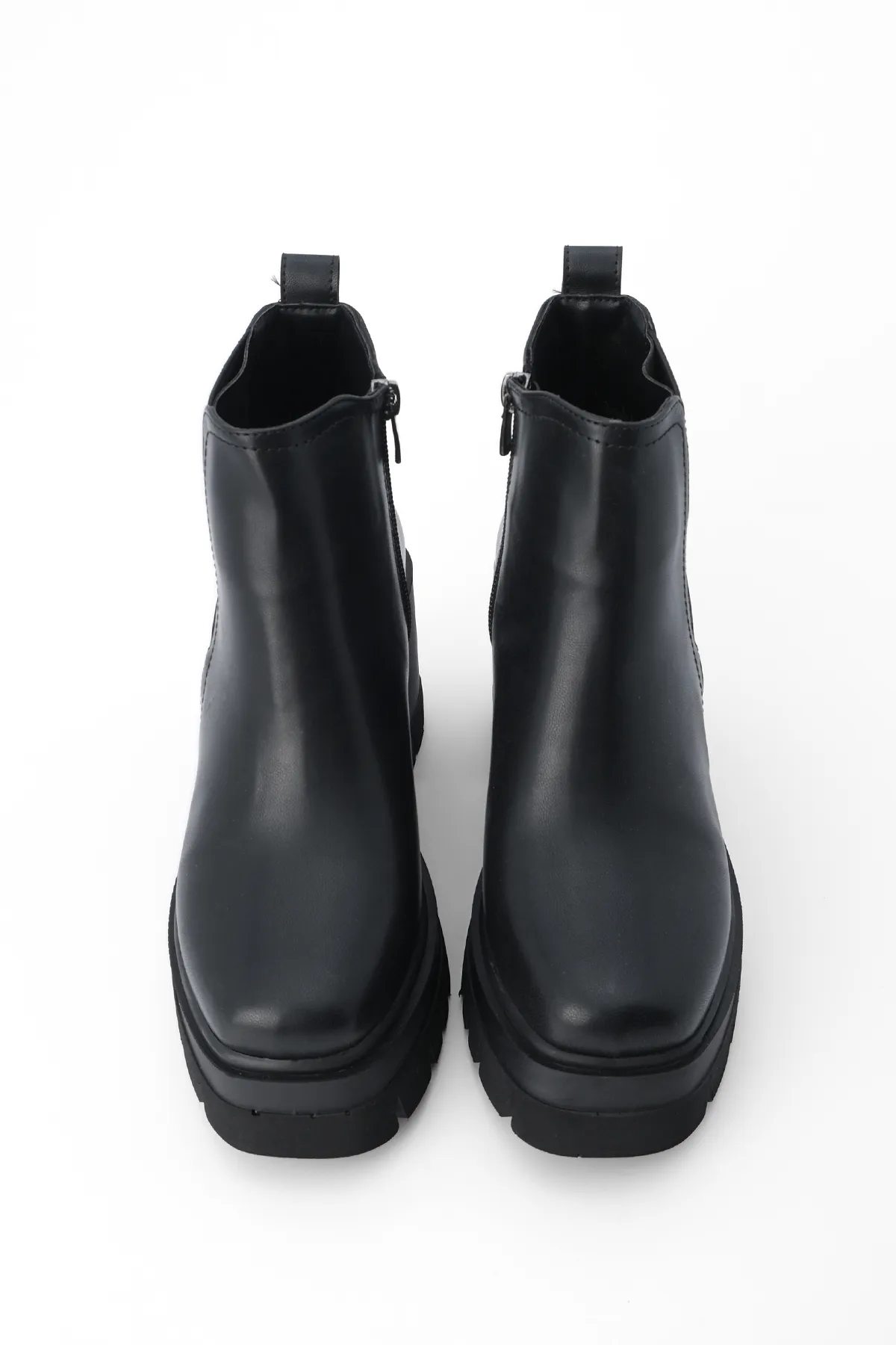 Marjin  Damen-Stiefel aus Gummi mit Reißverschluss und detailliertem Absatz Veros Schwarz