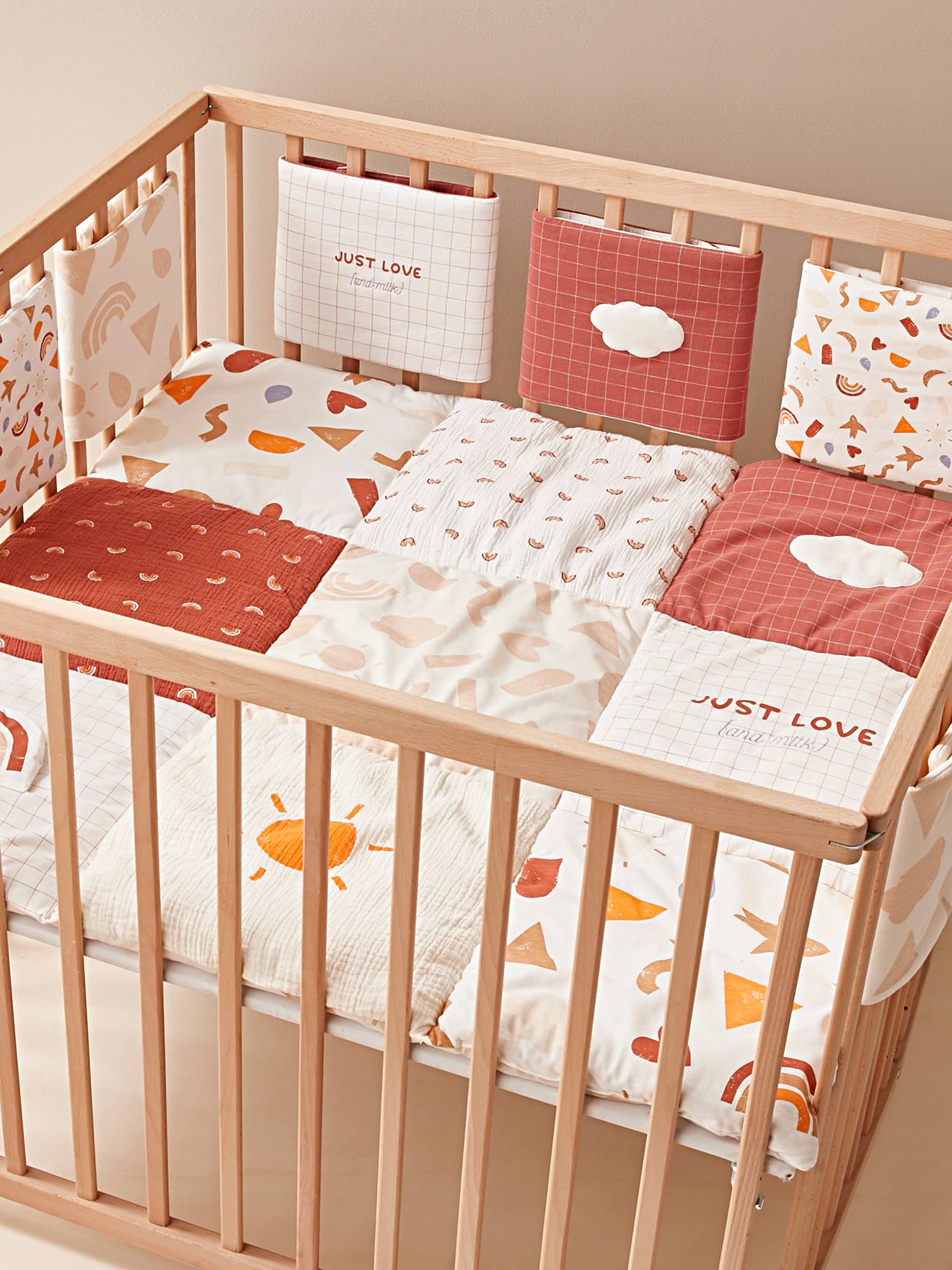 Vertbaudet Baby Spieldecke/ Laufstalleinlage HAPPY SKY Bio-Baumwolle - mehrfarbig