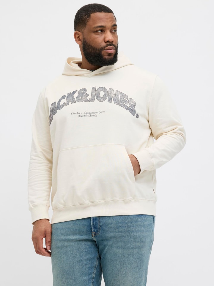 JACK & JONES PLUS Kapuzenpullover in Antique White günstig kaufen