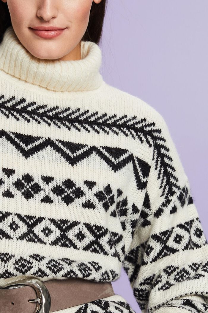 Jacquard-Rollkragenpullover aus Wollmix