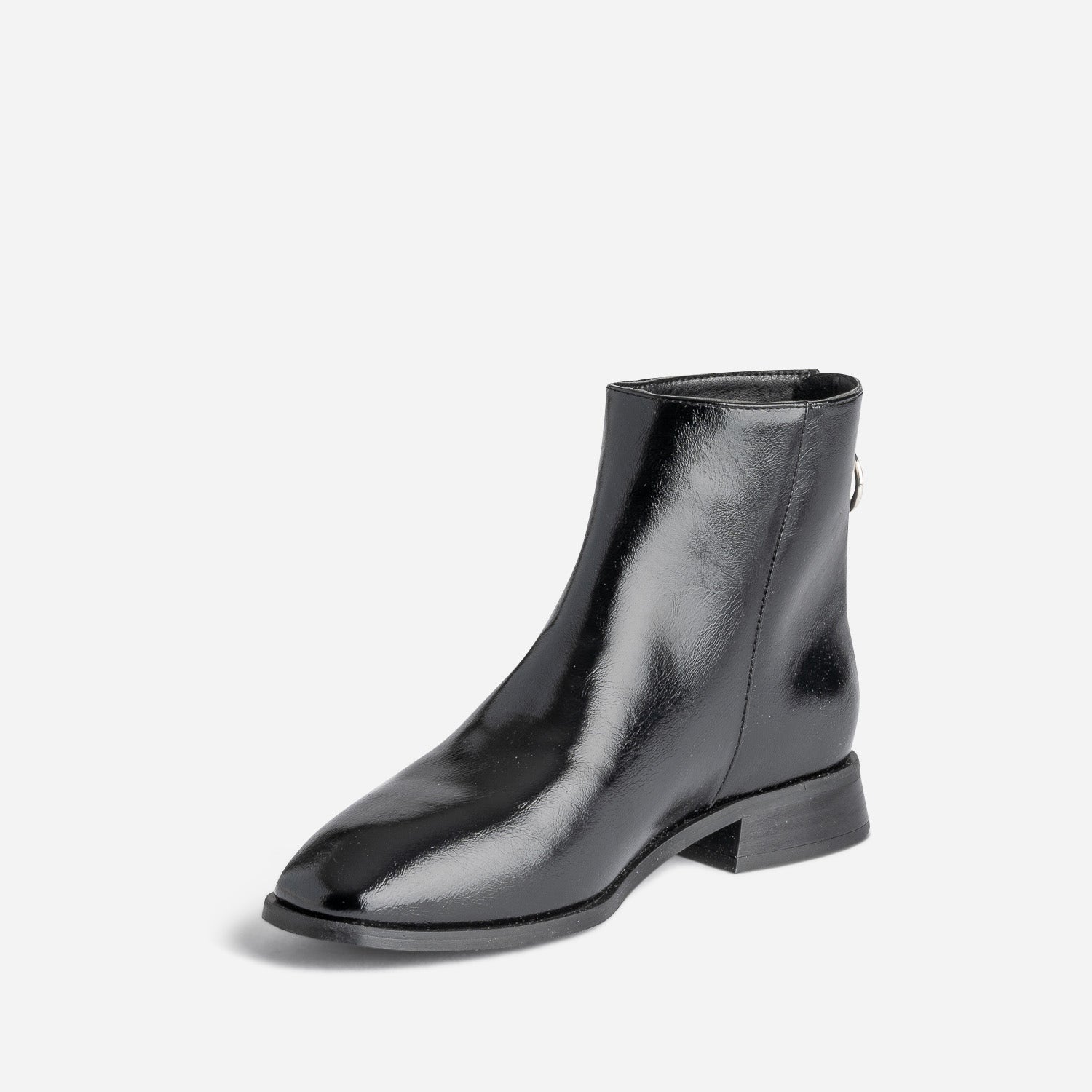 Boots noir glacé avec zip arrière