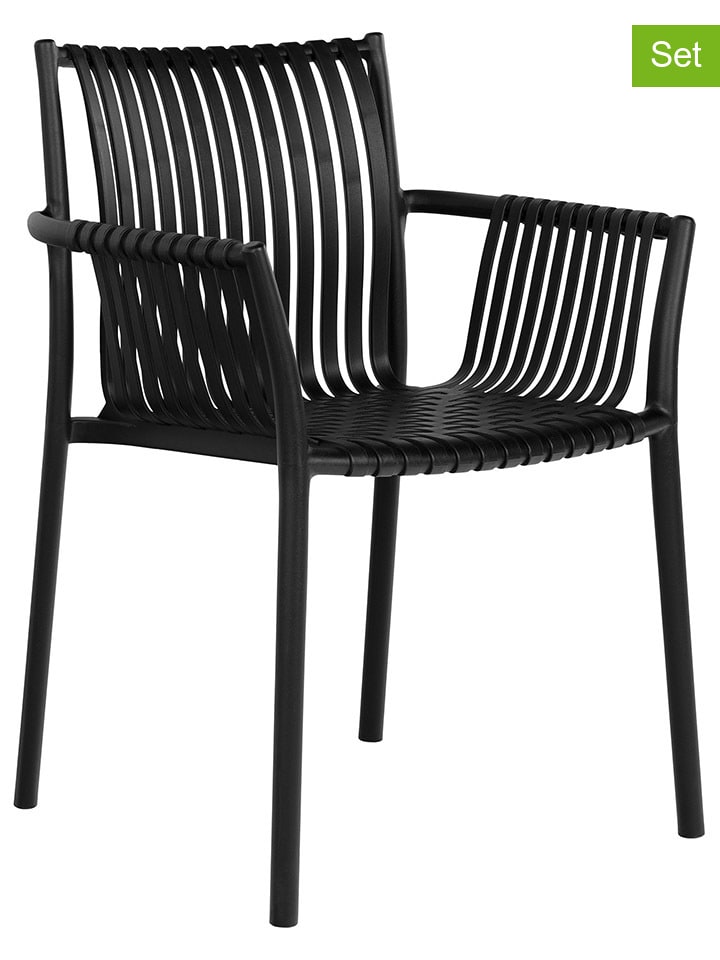 House Nordic 2er-Set: Gartenstühle in Schwarz - (B)59,5 x (H)82,5 x (T)56,5 cm günstig kaufen onesize
