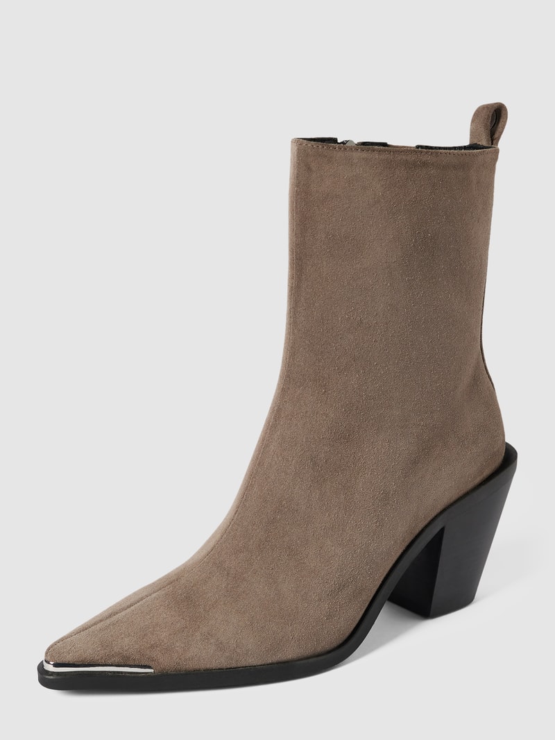 Stiefelette mit Blockabsatz in beige