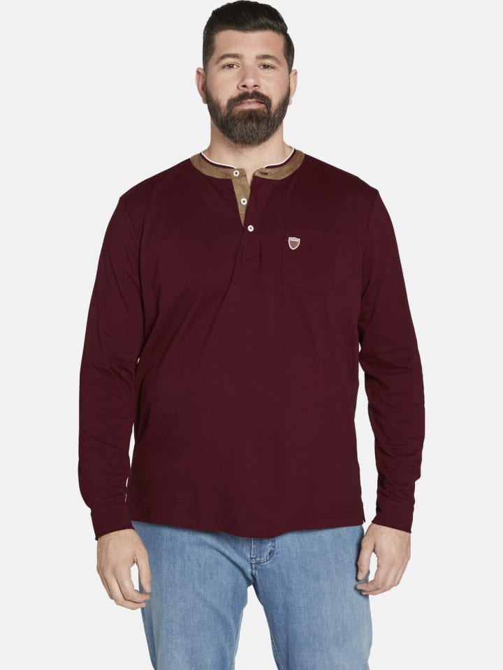 Charles Colby Langarmshirt EARL STUART in dunkelrot günstig kaufen