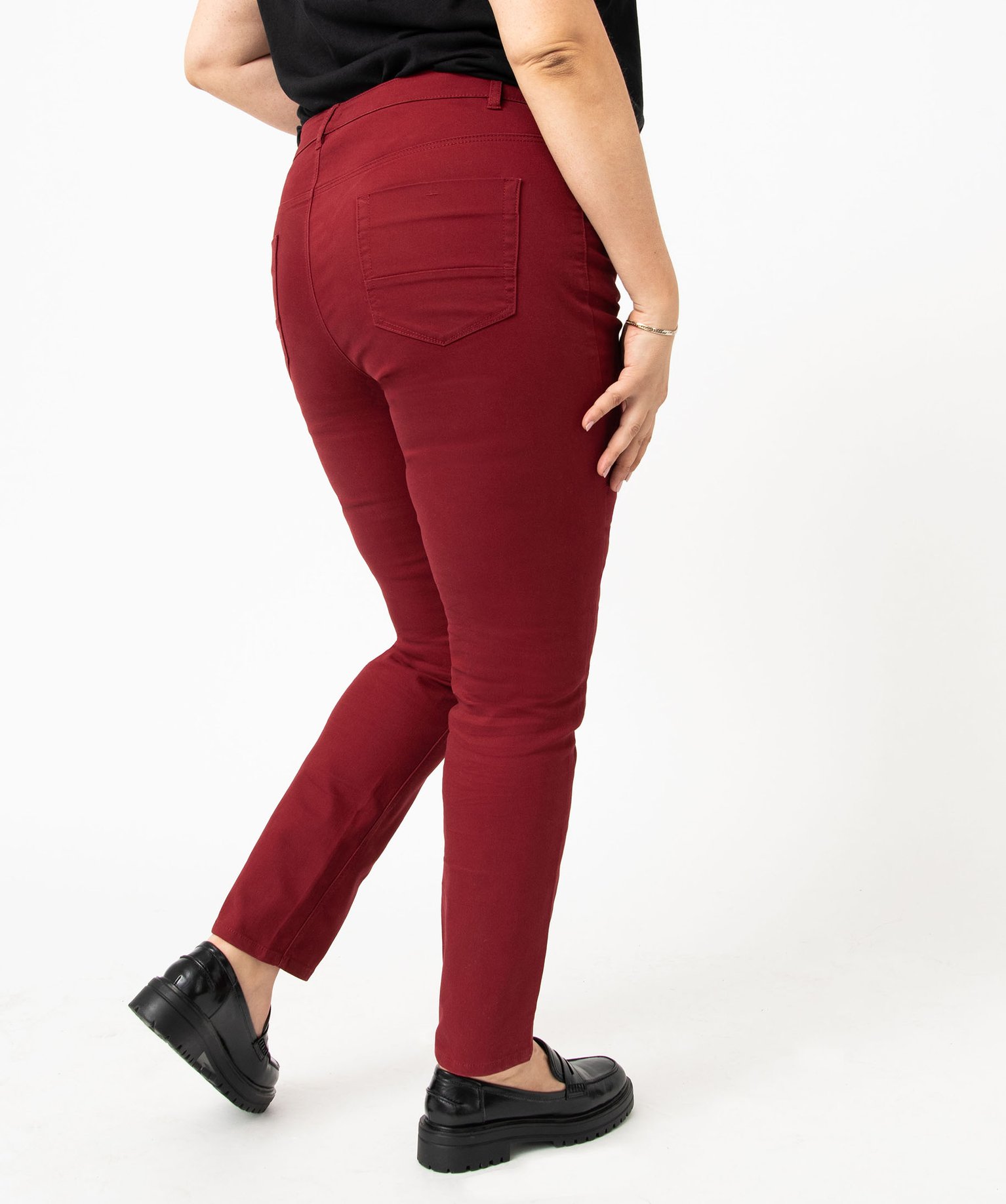 Pantalon femme grande taille coupe Regular rouge fonce | GEMO