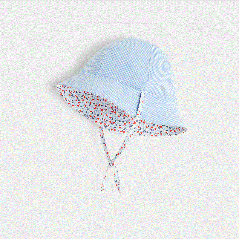 Bob cloche réversible anti UV rouge bébé fille