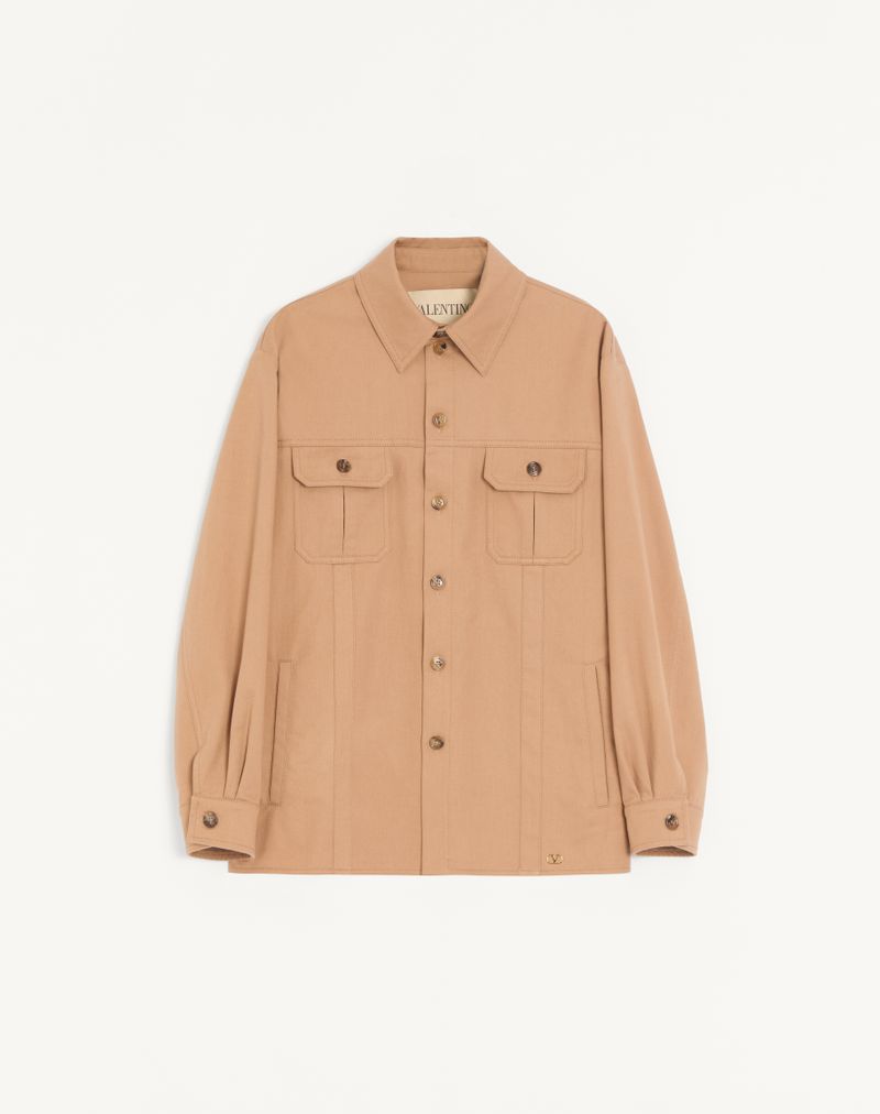 Valentino bomuldsgabardinskjortejakke med V-logo