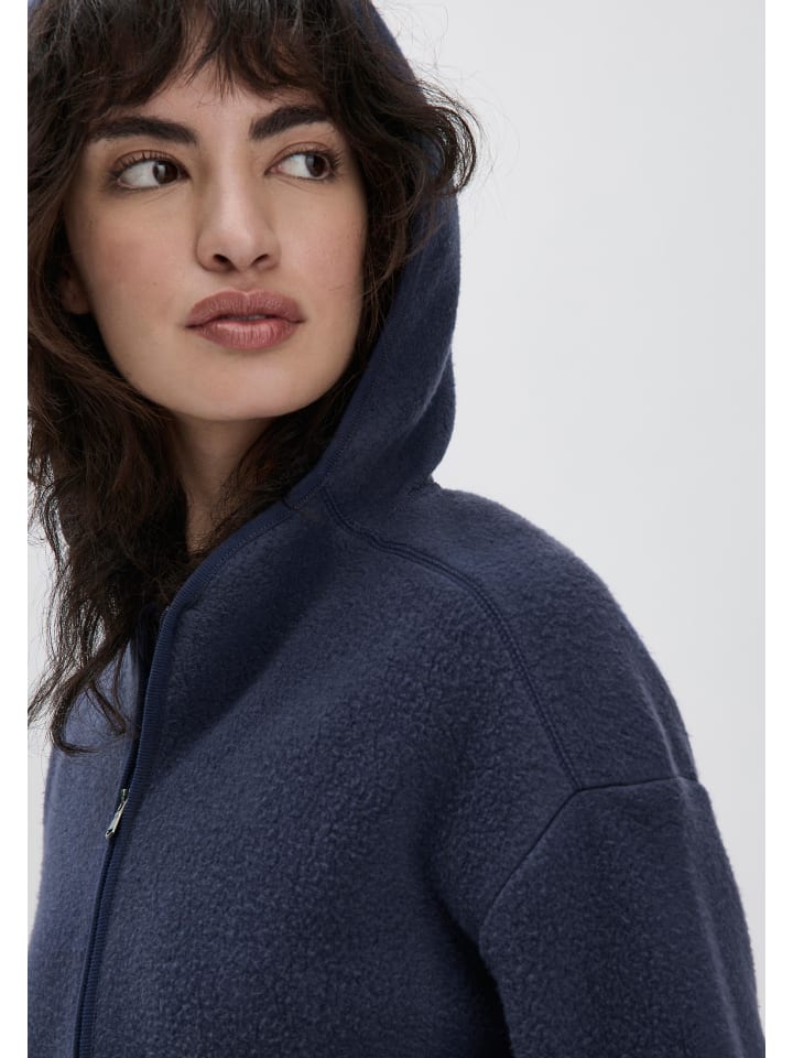 Hessnatur Fleece-Hoodie in dunkelblau günstig kaufen