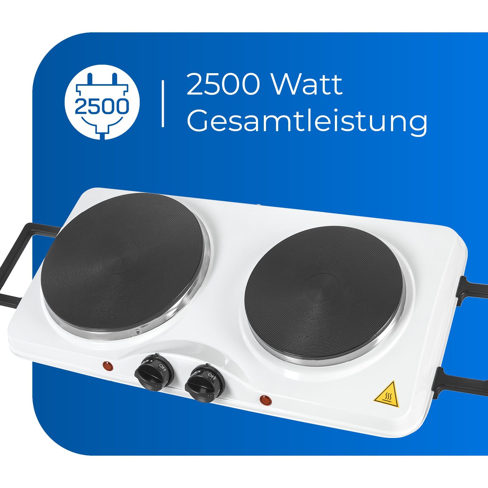 exquisit Doppelkochplatte KP 3202, 2500 W, Massekochfeld, 2 Kochzonen, flexibles Kochen überall